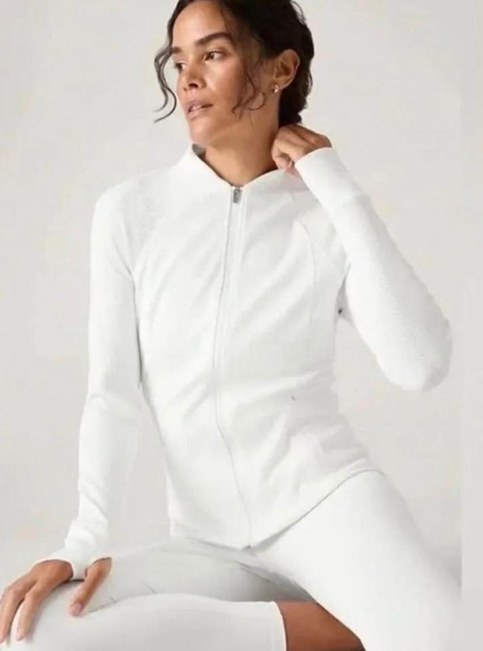 Athleta Women’s Medium White Salutation Ribbed Athleisure Jacket